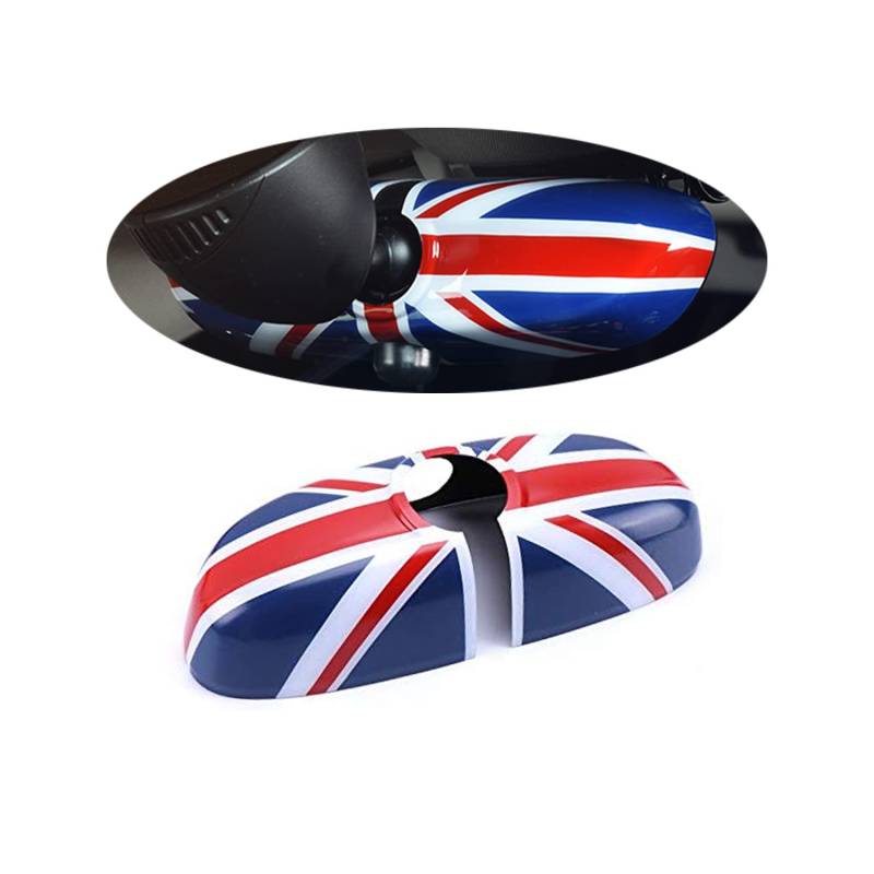 Rückspiegel Abdeckung, Innenspiegel-Abdeckung für MINI Cooper One/S/JCW F-Serie(Union Jack Blau, Ohne Blendschutz, F54 F55 F56 F57 F60 2014-2022) von uvcany