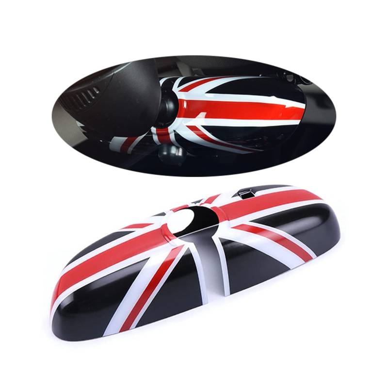 Rückspiegel Abdeckung, Innenspiegel-Abdeckung für MINI Cooper One/S/JCW F-Serie(Union Jack Schwarz, Mit Blendschutz, F54 F55 F56 F57 F60 2014-2022) von uvcany