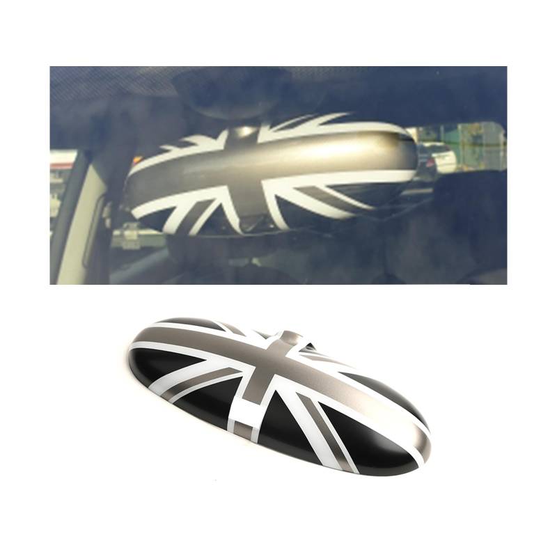 Rückspiegel Abdeckung, Innenspiegel-Abdeckung für MINI Cooper One/S/JCW R-Serie(Union Jack Grau, R50 R52 R53 2000-2005) von uvcany