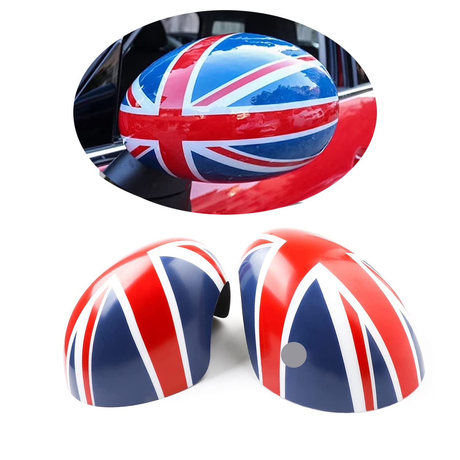 MINI Seitenspiegelkappen Abdeckungen, Autotür Seitenspiegelabdeckungen Für Mini Cooper One/D/SD/S/JCW Serie F F54 F55 F56 F57 F60 2014–2019.6(Union Jack Blau, F-Serie mit Lichtloch) von uvcany