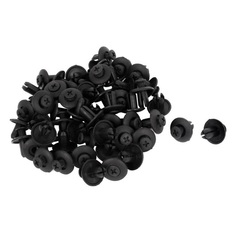 sourcing map 100 Nieten besatz-Clips, Kunststoff, schwarz, 8,5 mm Loch de von uxcell