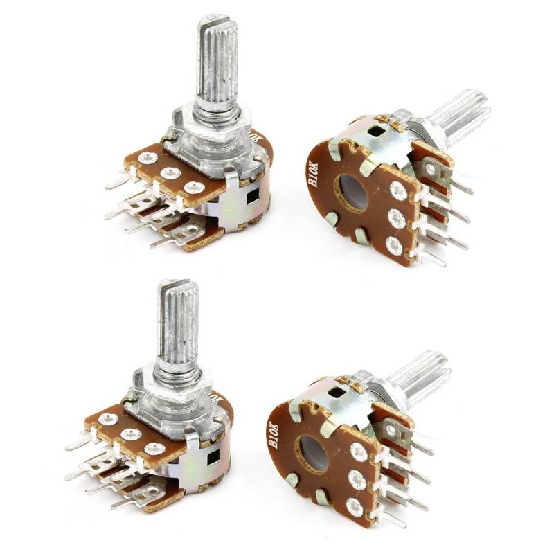 sourcing map 4 Stk B10K 10K ohm 6 Pins Split Schaft Rotary Lineare Dopple Taper Potentiometers de von uxcell