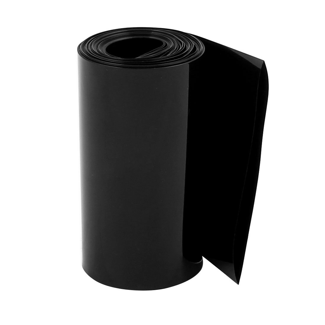 sourcing map 80 mm Flache Breite 2,1 m Länge PVC-Schrumpfschlauch schwarz für 18650 Batterien von uxcell