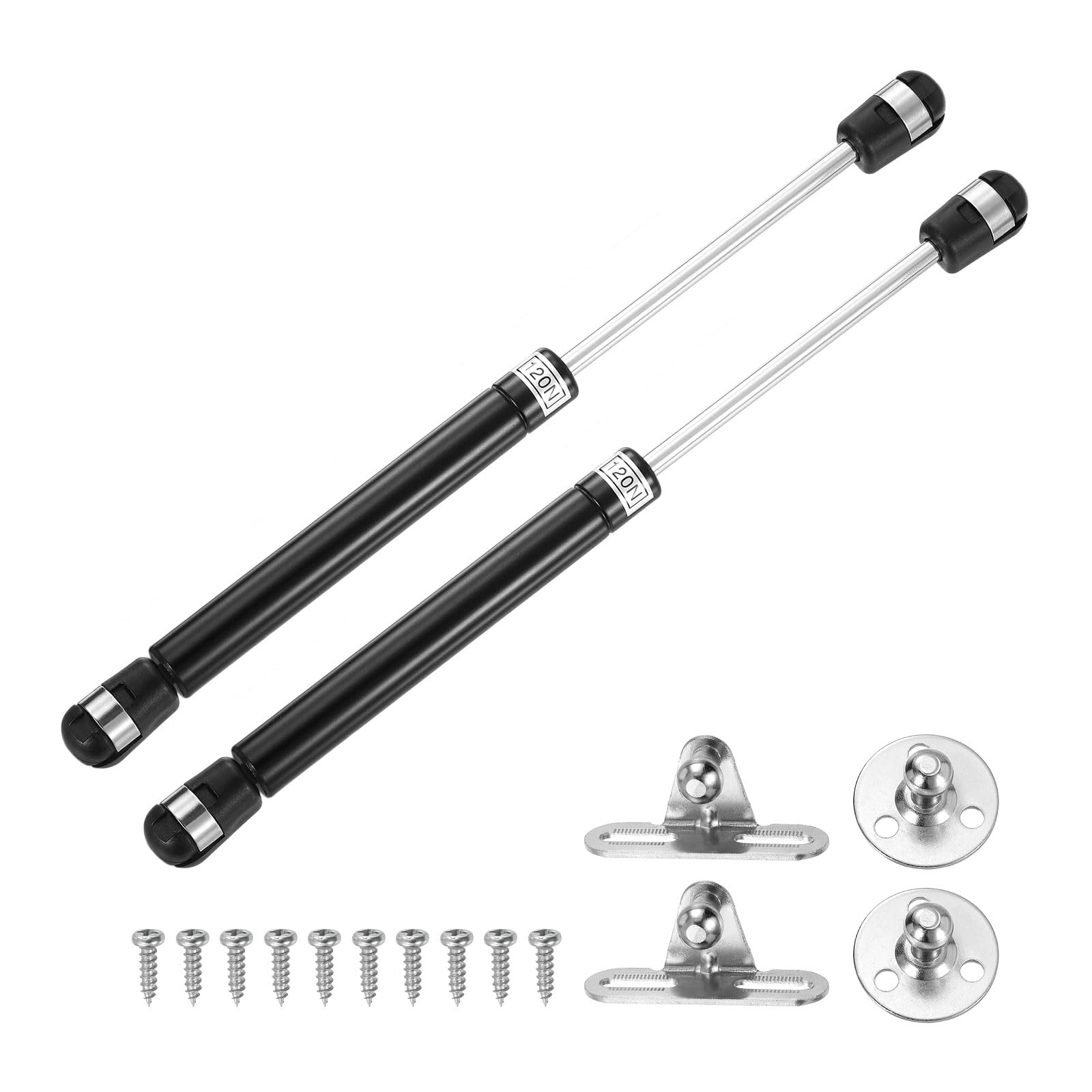 uxcell 25.4 cm 120N/11.8 kg Gas Shock Strut Lift Support Gasfeder für RV, Bettboden, Lukentür, TV-Schrank, Kastendeckel (Schwarz, 2 Stück) von uxcell