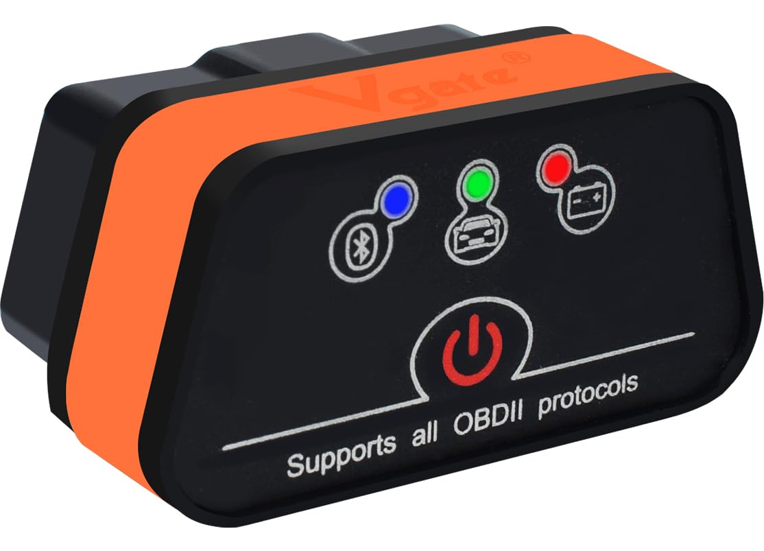 Vgate iCar2 BLE 4.0 OBD2 Bluetooth Adapter ELM327 Scanner Kfz-Diagnosewerkzeuge Motorsystem-Diagnosewerkzeuge für Android/iOS (Schwarz/Orange) von vLinker