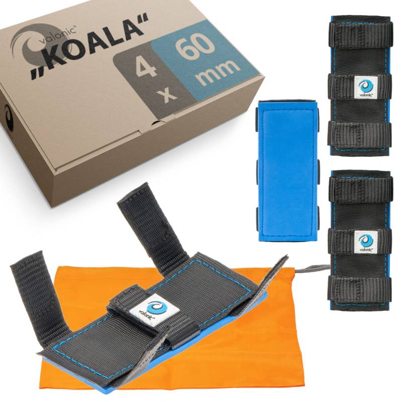 valonic Koala - Kantenschoner für Spanngurt - Neopren Pad Polster, 4 Stück Kantenschutz Set mit Klettverschluss - für SUP, Kajak - Gurtbreiten bis 60mm, Aufbewahrungsbeutel, Felgenschutz von valonic