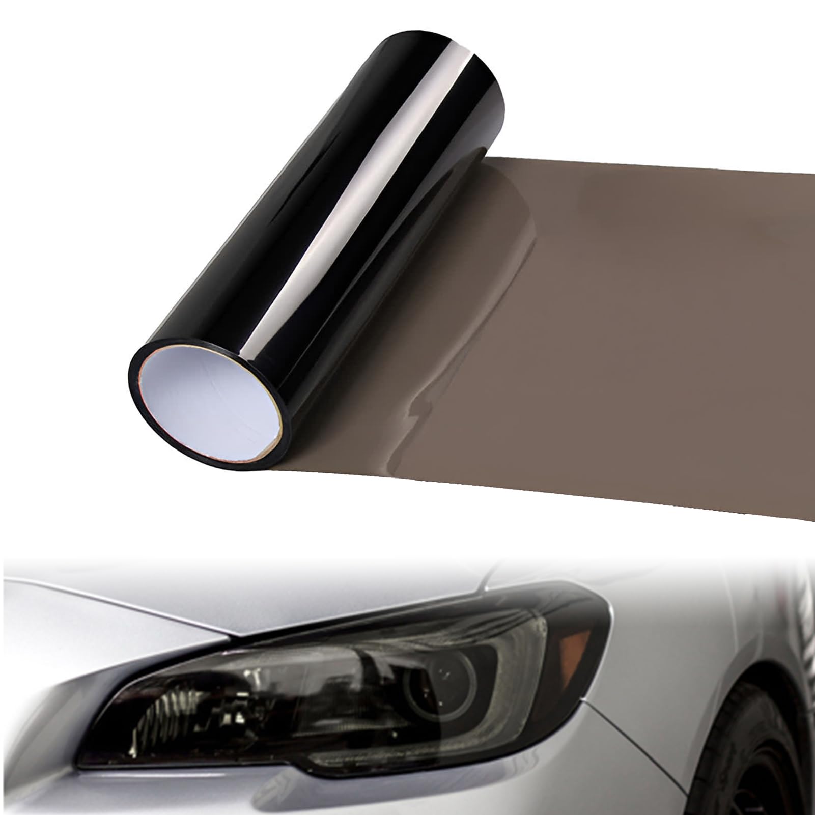 vcsjw 120x30cm Scheinwerfer Folie,Tönungsfolie Auto,Schwarz Auto Folie,Selbstklebende Scheinwerfer Taillights Tönung Vinyl Film,Transparent Tönungsfolie für Auto Rücklichter Nebellichter von vcsjw