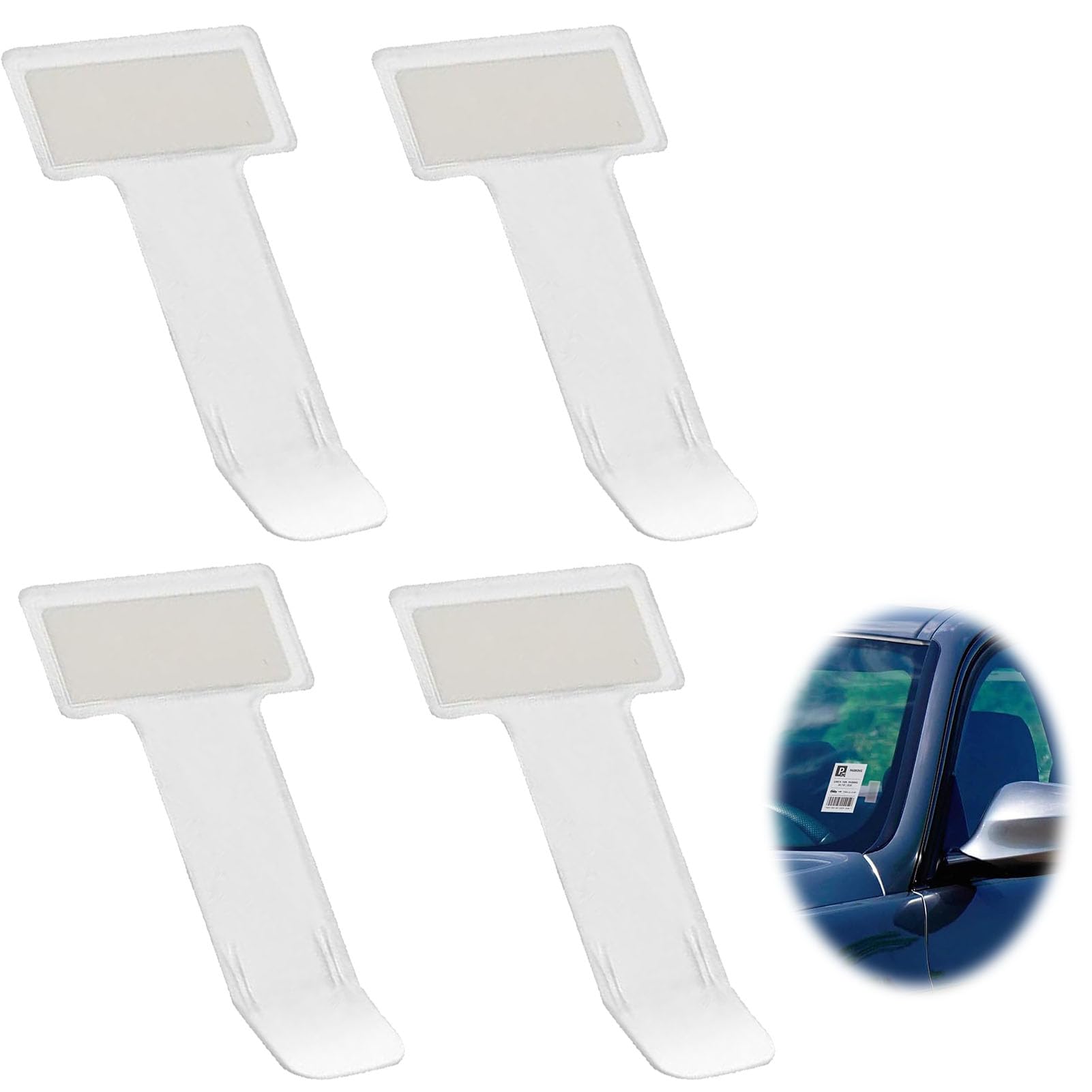 vcsjw 4 Stuck Parkscheinhalter Clip,Transparent Auto Parkausweis Halterung Windschutzscheibe Ticket Halter,Selbstklebend Tickets Clips für Parktickethalter Auto Parkschein von vcsjw