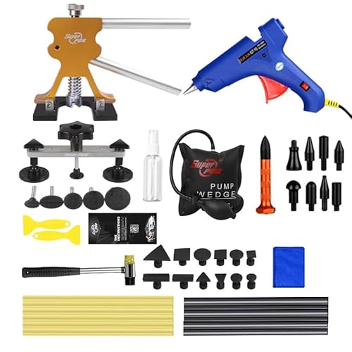 veco chajor Auto Dellen Reparaturset Dent Puller Set, Dellen Reparatur Ausbeulwerkzeug, Car Paintless Dent Removal Kit, DIY Golden Lifter für Fahrzeug Dellen/Tür Dings/Hagel Schaden Entfernen von veco chajor