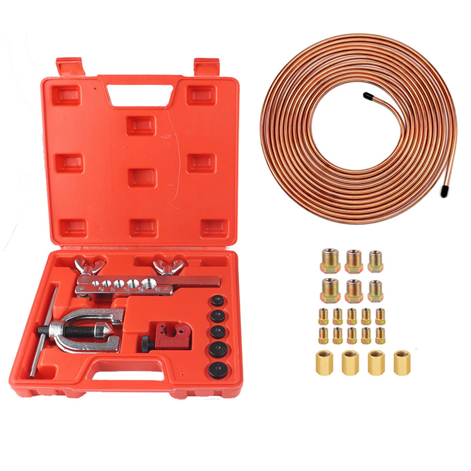 veco chajor Bördelgeräte für bremsleitungen, universal Flaring Tool kit für hydraulische bremssysteme, 7.62m kupferlegierung bremsleitung, mehrgrößenadapter +Blauer rohrbieger von veco chajor