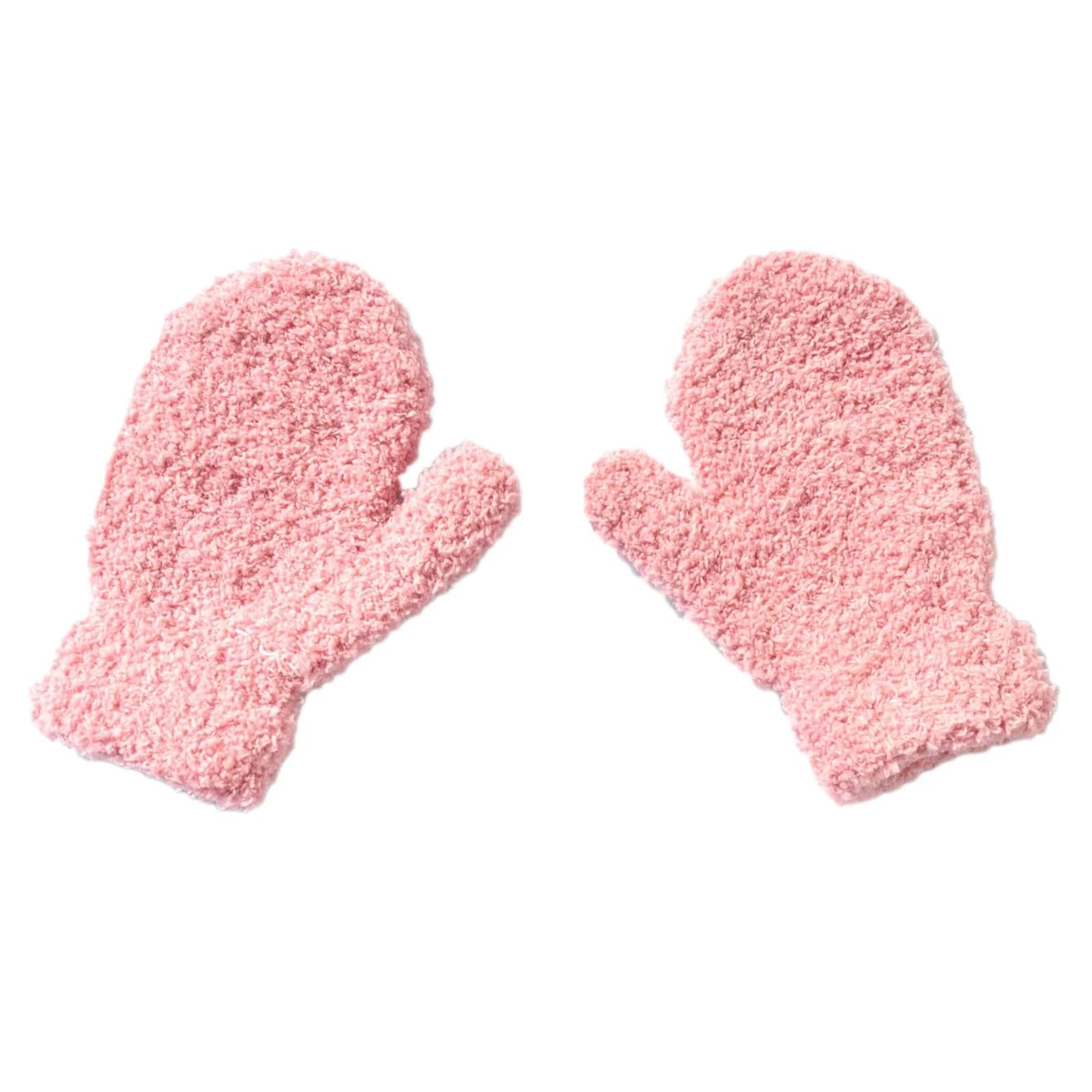 vejtmcc 1 Paar -Winter-beiläufige warme Fäustlinge Vollfinger-Outdoor-Plüschhandschuhe in Volltonfarbe 6 Farben Kopfschmuck Halloween (Pink, One Size) von vejtmcc