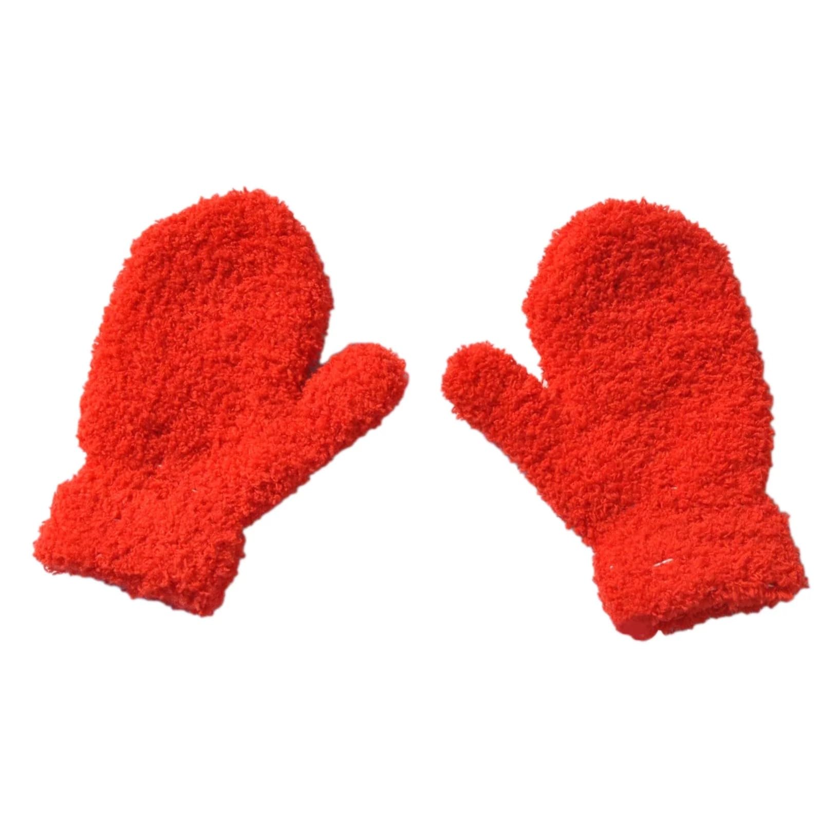 vejtmcc 1 Paar -Winter-beiläufige warme Fäustlinge Vollfinger-Outdoor-Plüschhandschuhe in Volltonfarbe 6 Farben Kopfschmuck Halloween (Red, One Size) von vejtmcc