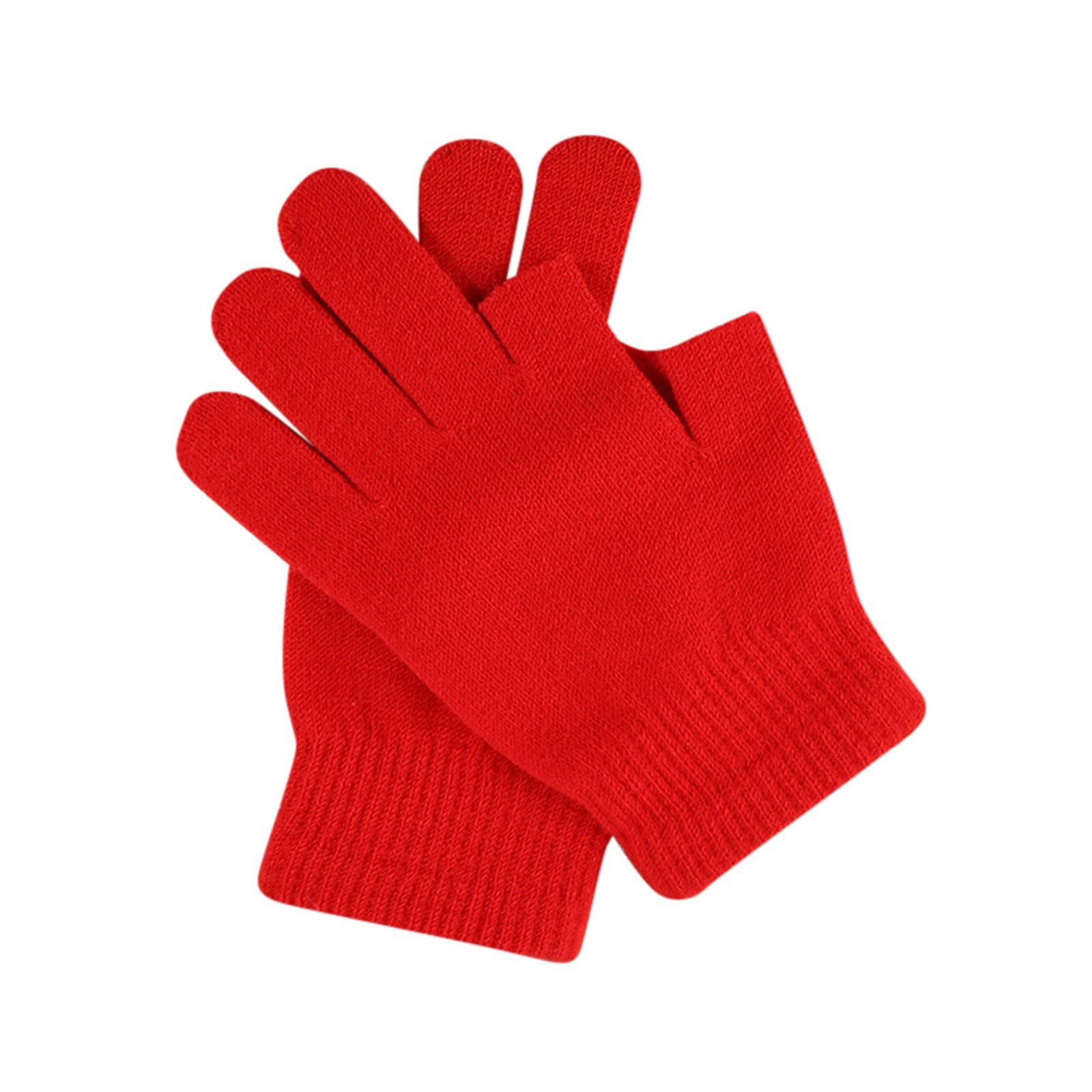 vejtmcc And Show Wollstrickhandschuhe Handschuhe Solide Herren Radsport Damen Stretch Fingerschrift Farbhandschuhe Handschuhe Damen Winter Warm Gefüttert (Red, One Size) von vejtmcc