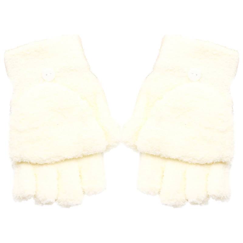 vejtmcc Besufy Damen Winterwärmer Handschuhe Korallenfleece Hand Handgelenk Fingerloser Fäustling Handschuhe & Fäustlinge Für Herren (White, One Size) von vejtmcc