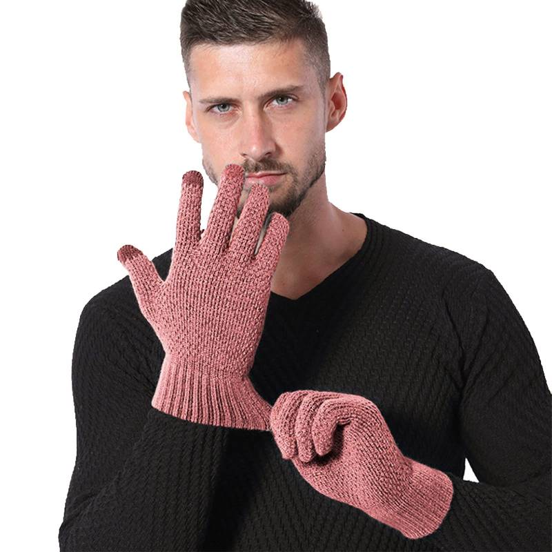 vejtmcc Damen Herren Casual Schneemann bestickt Vollfinger Handschuhe Winter warme Handschuhe Latex Strümpfe Schwarz Transparent (Pink, One Size) von vejtmcc