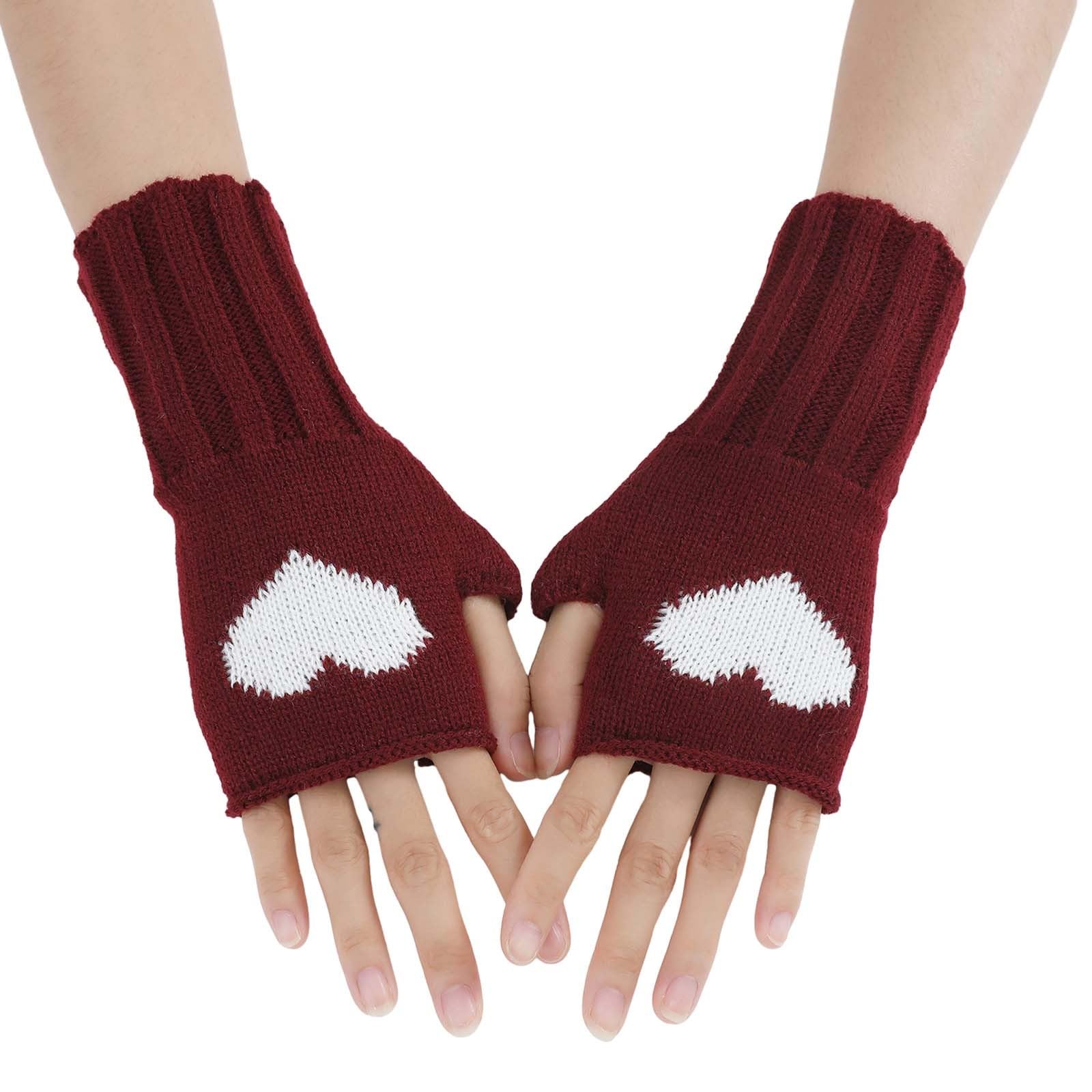 vejtmcc Damen lieben kurze, süße, modische - und Winterstrickwolle, warme halbfingerlose Handschuhe Fischlandschmuck (RD2, One Size) von vejtmcc