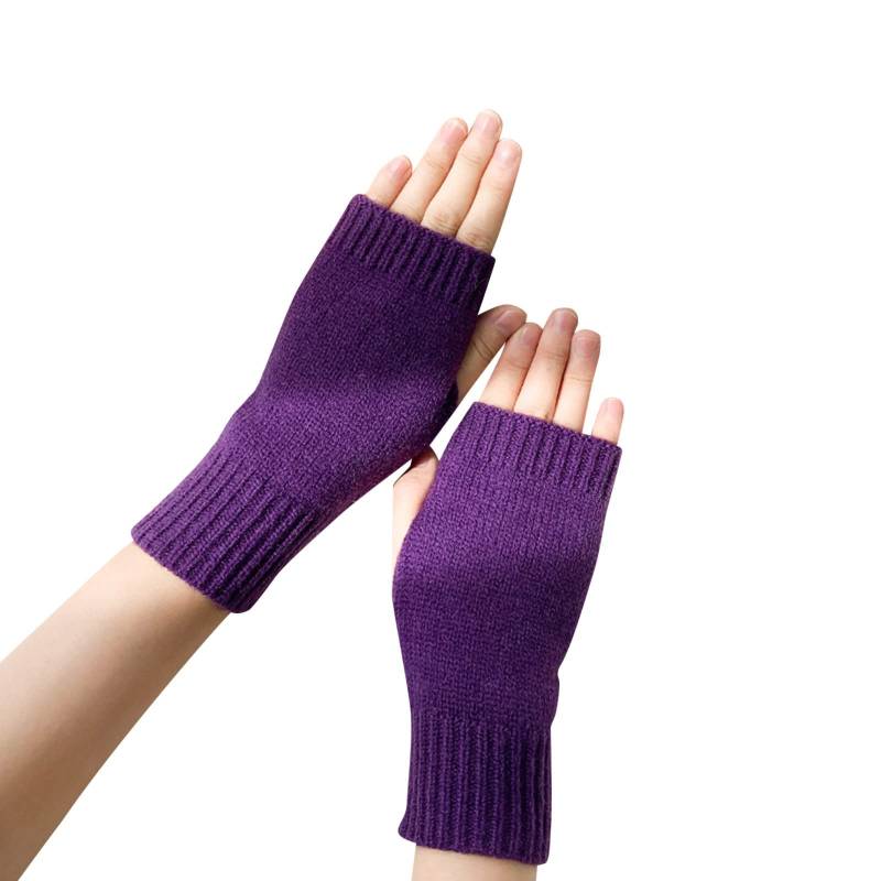 vejtmcc Frauen- und Winter-niedliche Normallack-halb gestrickte Wollhandschuhe Stoffhandschuhe Schmuck (Purple, One Size) von vejtmcc