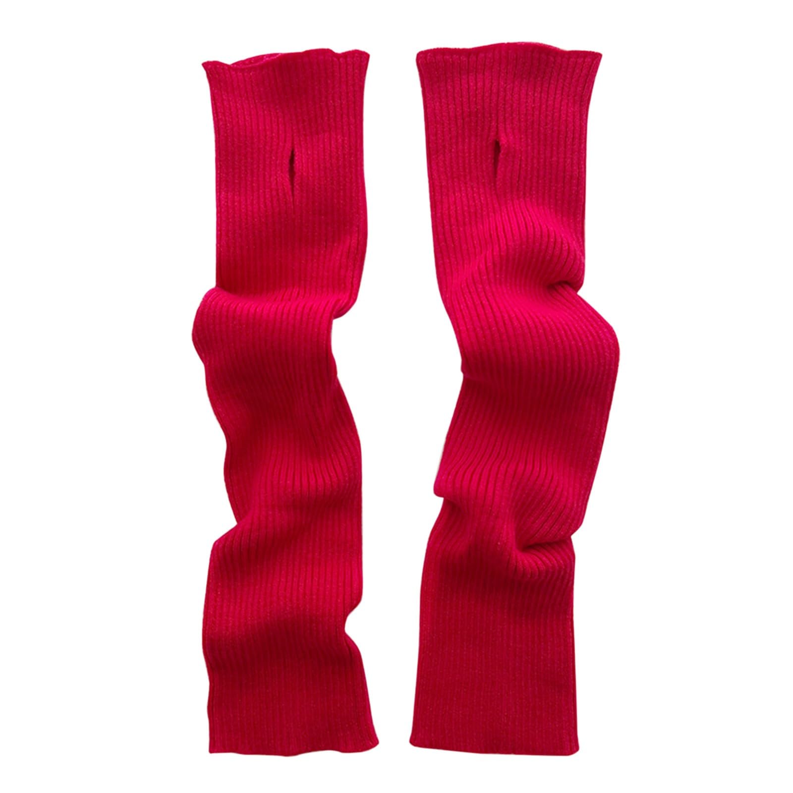 vejtmcc Gestrickte Wollhandschuhe Winter offene Finger Bildschirm warme einfarbige langärmelige Handschuhe Handschmuck (Red, One Size) von vejtmcc