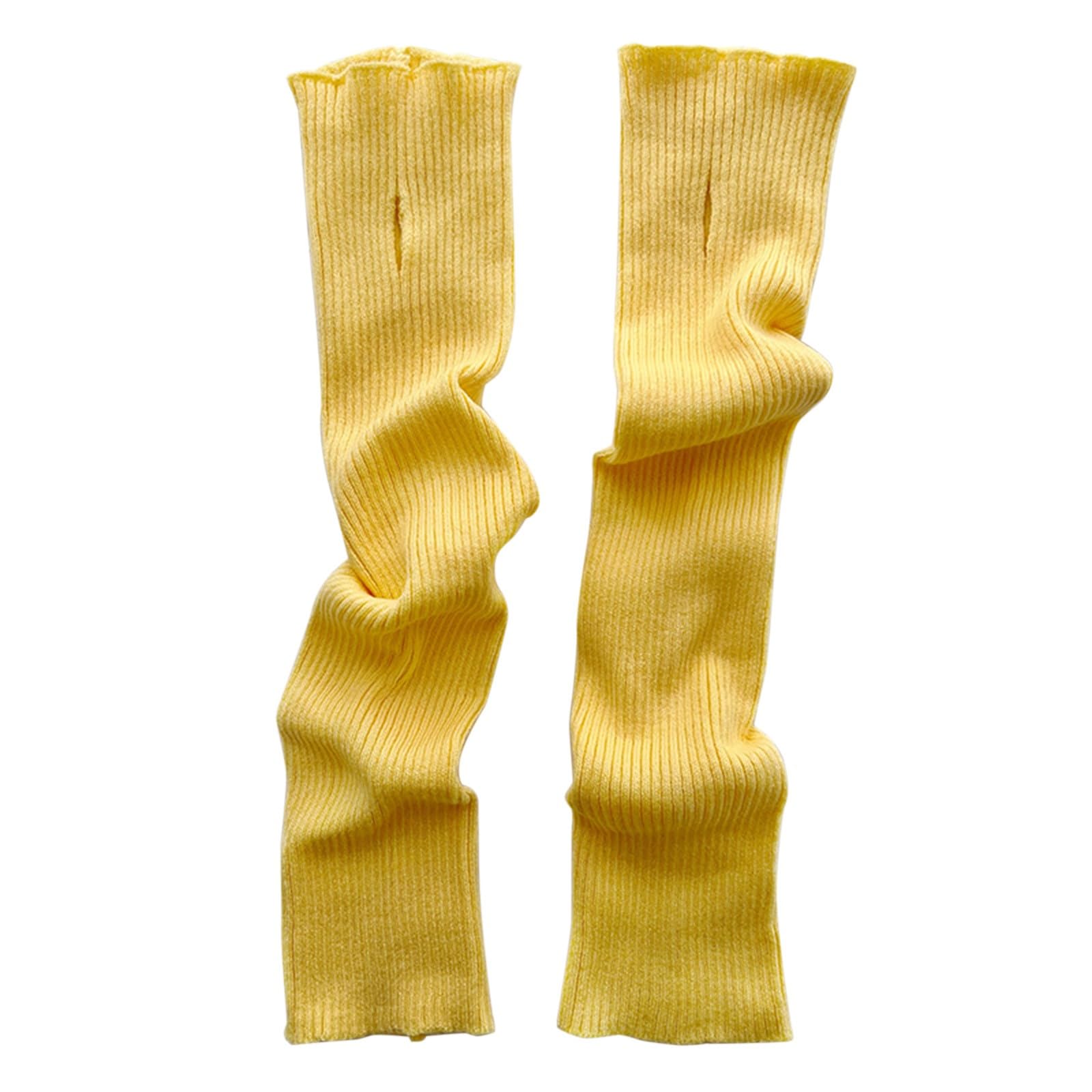 vejtmcc Gestrickte Wollhandschuhe Winter offene Finger Bildschirm warme einfarbige langärmelige Handschuhe Handschmuck (Yellow, One Size) von vejtmcc