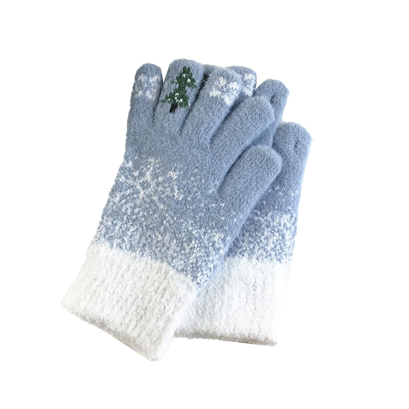 vejtmcc Gloves Cute Lady Christmas Dew Finger Winter Festival Screen Thickened Warm Knit Plush Windproof Ride Paddel Sexspielzeug (Blue, A) von vejtmcc