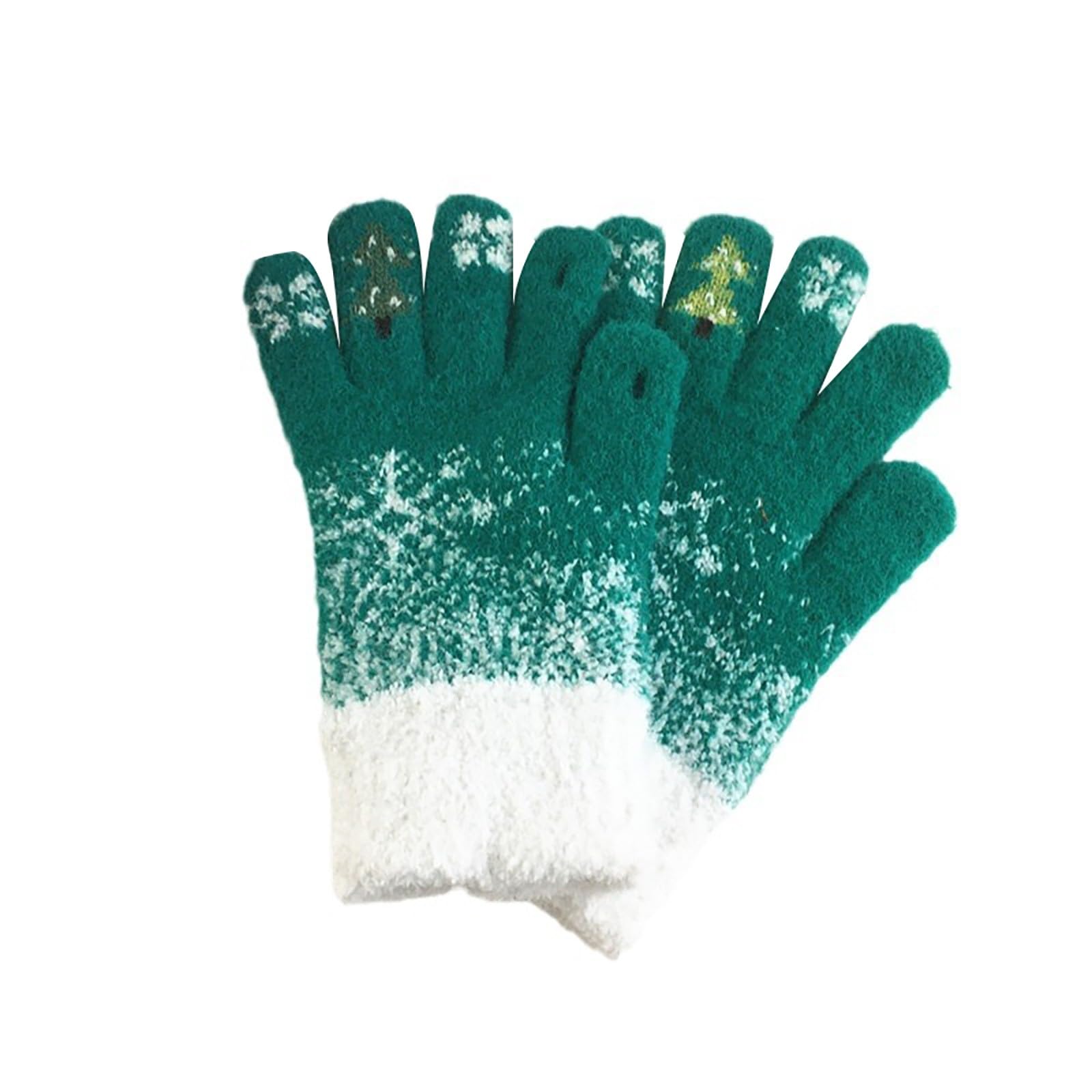 vejtmcc Gloves Cute Lady Christmas Dew Finger Winter Festival Screen Thickened Warm Knit Plush Windproof Ride Paddel Sexspielzeug (Green, A) von vejtmcc