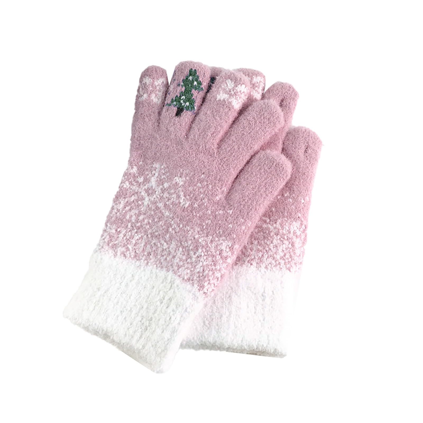 vejtmcc Gloves Cute Lady Christmas Dew Finger Winter Festival Screen Thickened Warm Knit Plush Windproof Ride Paddel Sexspielzeug (Pink, A) von vejtmcc