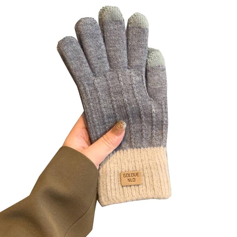 vejtmcc Gloves Women's Winter Padded Outdoor Cycling Car Cold Non Slip Screen Driving To Keep Warm Fingerhandschuhe (Grey, One Size) von vejtmcc