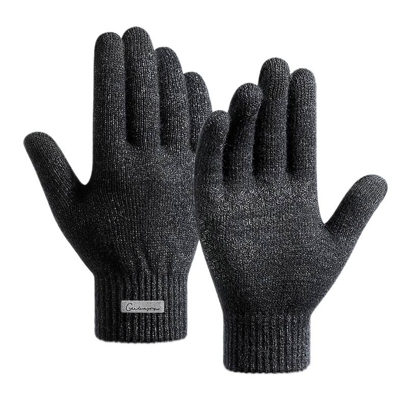 vejtmcc Herren-Winter-Strickhandschuhe aus warmer -Reitwolle Spitzenhandschuhe Schwarz (I, XL) von vejtmcc