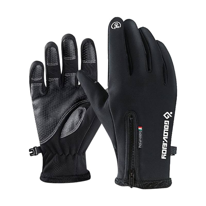 vejtmcc Im und Winter verdickte Handschuhe Warme und bequeme Touchscreen-Handschuhe für das Reiten im Freien Wasserdicht und rutschfest Flauschige Und Warme Damen Handschuhe (Black, L) von vejtmcc