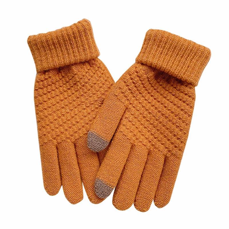 vejtmcc Knitted Cold Proof Plush Thickened Christmas Gloves 1920 Kleidung Damen (Orange, A) von vejtmcc