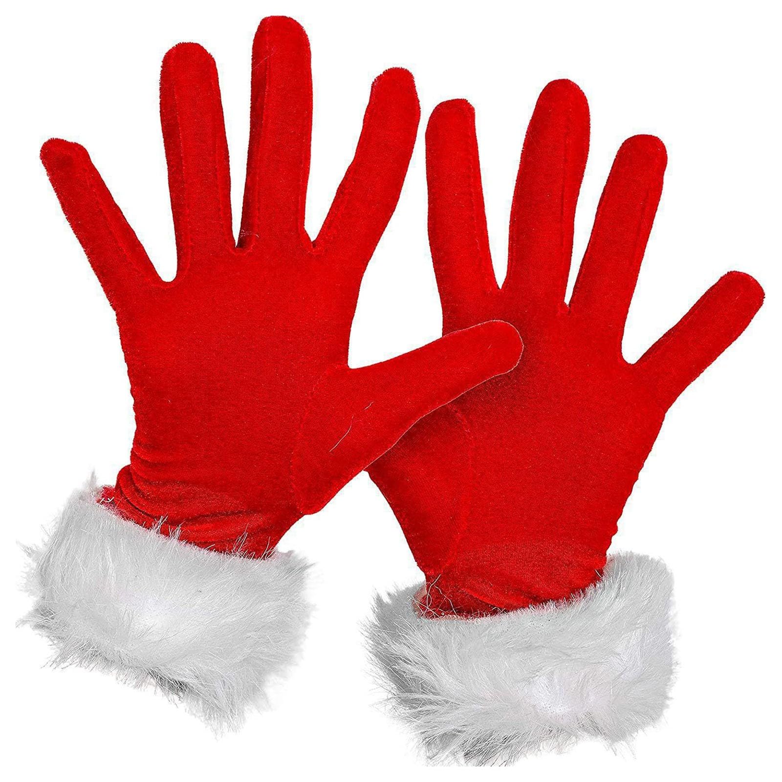 vejtmcc Knitted Cold Proof Plush Thickened Christmas Gloves Lack Top (Red, One Size) von vejtmcc