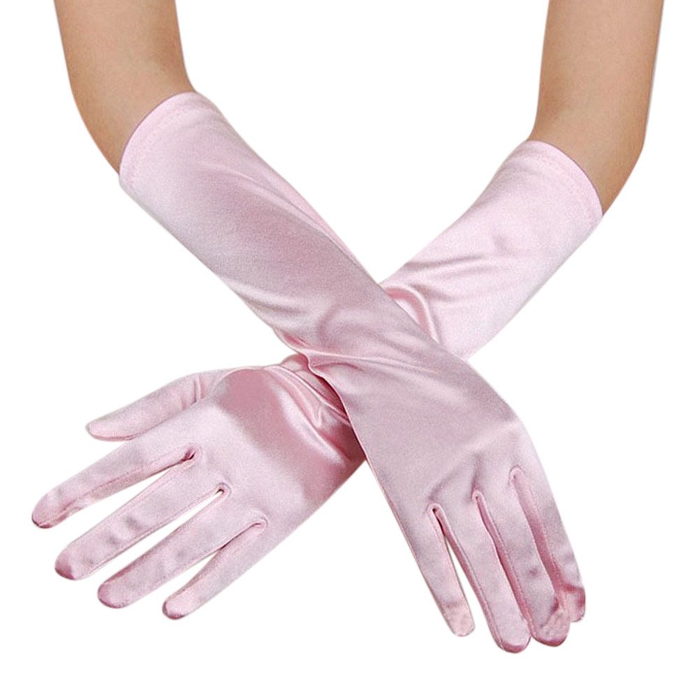 vejtmcc Party Handschuhe lange Brautfrauen Abschlussball Evening Satin Opera Brauthandschuh Handschuh Teufel Kostüm Damen Schwarz (Pink, One Size) von vejtmcc