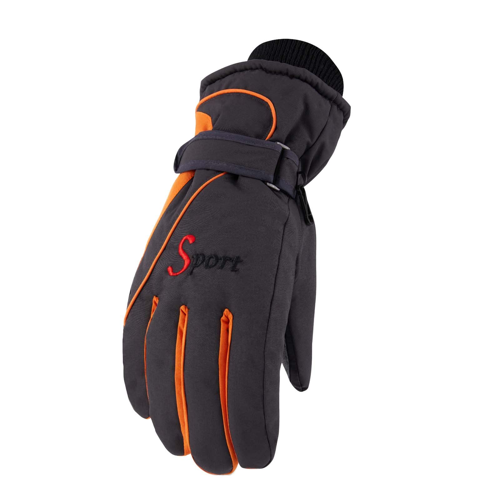 vejtmcc Skihandschuhe aus Baumwolle für Herren und Damen, Winter, kältebeständig, verdickt, warmer Bildschirm, rutschfeste, wasserdichte, geschmorte Handschuhe Lederhandschuhe Damen (Orange, One Size) von vejtmcc