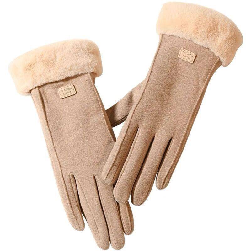 vejtmcc Warme Winter-Fahrradhandschuhe für Damen, samtverdickt, kalt und winddicht Handschuhe Damen Dunkelblau (Khaki, One Size) von vejtmcc