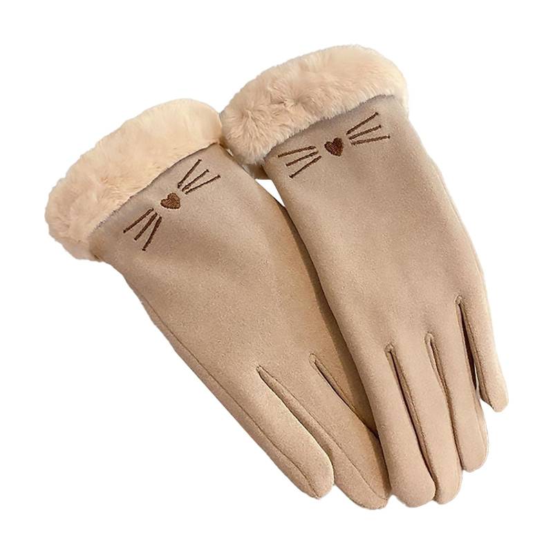 vejtmcc Warme Winter-Fahrradhandschuhe für Damen, samtverdickt, kalt und winddicht Kompressionshandschuhe Damen (Khaki, One Size) von vejtmcc