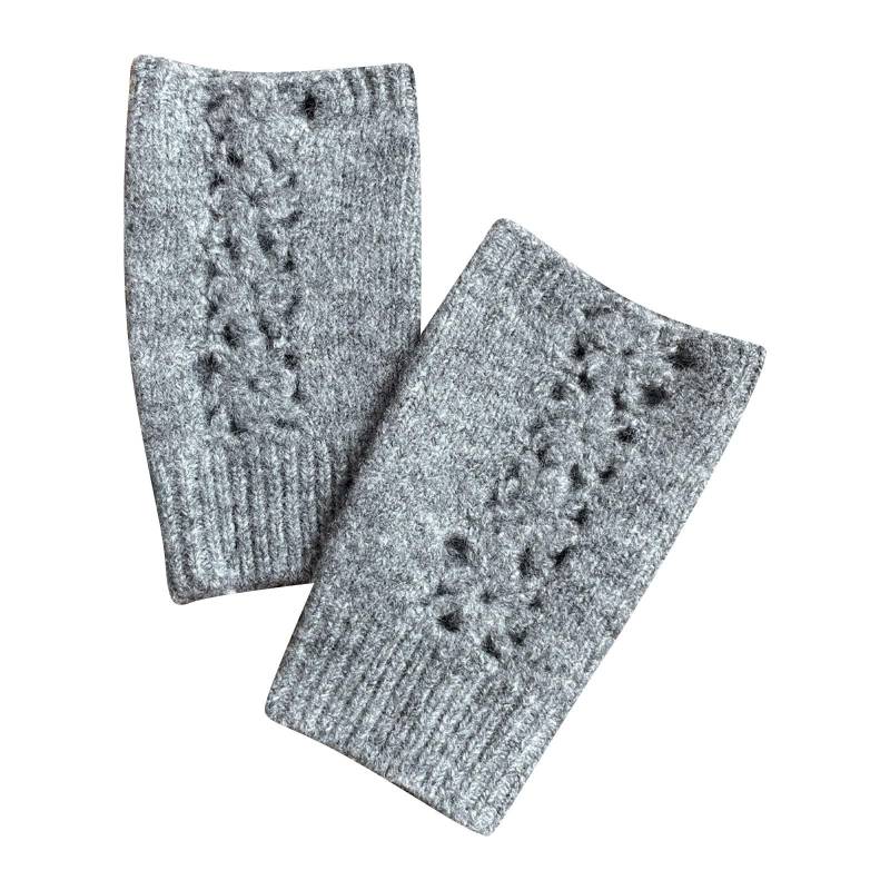 vejtmcc Winter Damen Fingerlose Gestrickte Warme Einfarbig Wolle Mischung Warme Halbe Halb Finger Wolle Handschuhe Damen Handschuhe Fingerlos (Grey, One Size) von vejtmcc