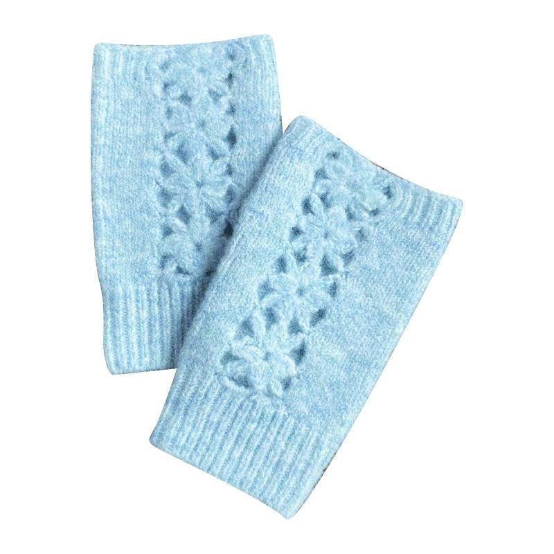 vejtmcc Winter Damen Fingerlose Gestrickte Warme Einfarbig Wolle Mischung Warme Halbe Halb Finger Wolle Handschuhe Damen Handschuhe Fingerlos (Light Blue, One Size) von vejtmcc