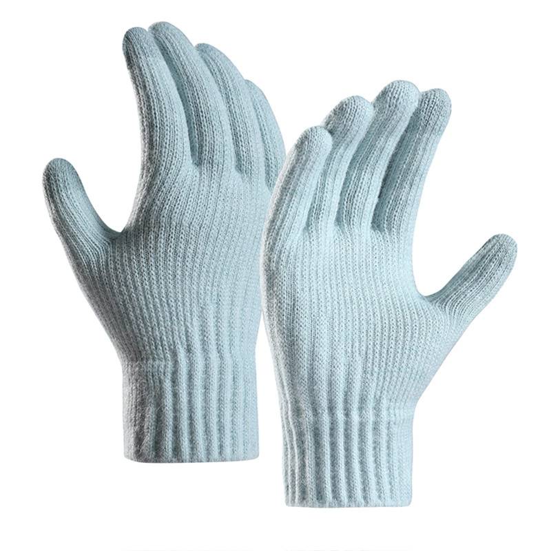 vejtmcc Winter-Frauen halten warm Touchscreen-Strickhandschuhe elastische Manschette weiche Vollfinger-Handschuhe Fäustlinge Handschuhe Für Damen (Blue, One Size) von vejtmcc