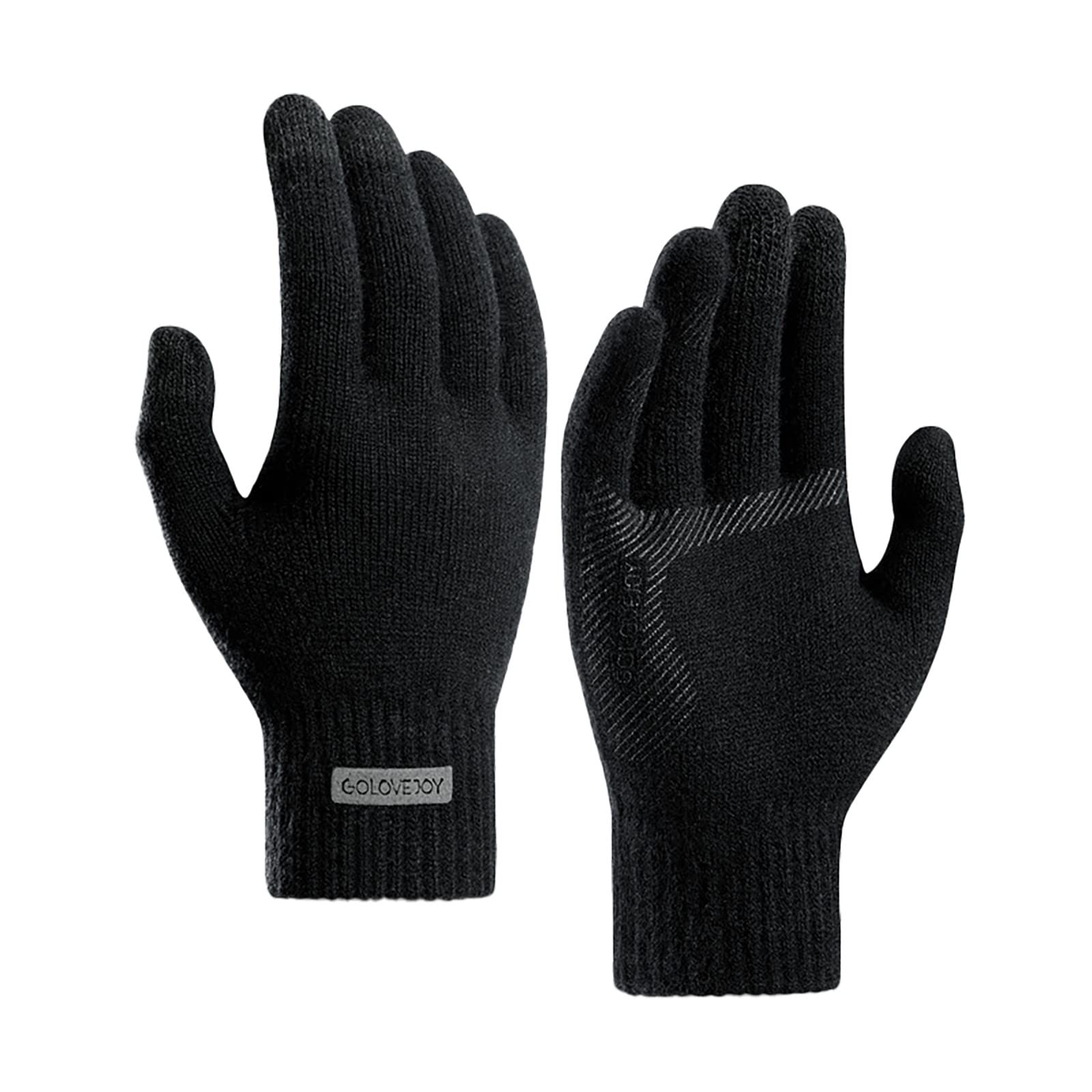 vejtmcc Winter-Strick-Männer mit Hakenmuster, warme -Reithandschuhe aus Wolle Zigarettenhalter Kurz (Black, L) von vejtmcc