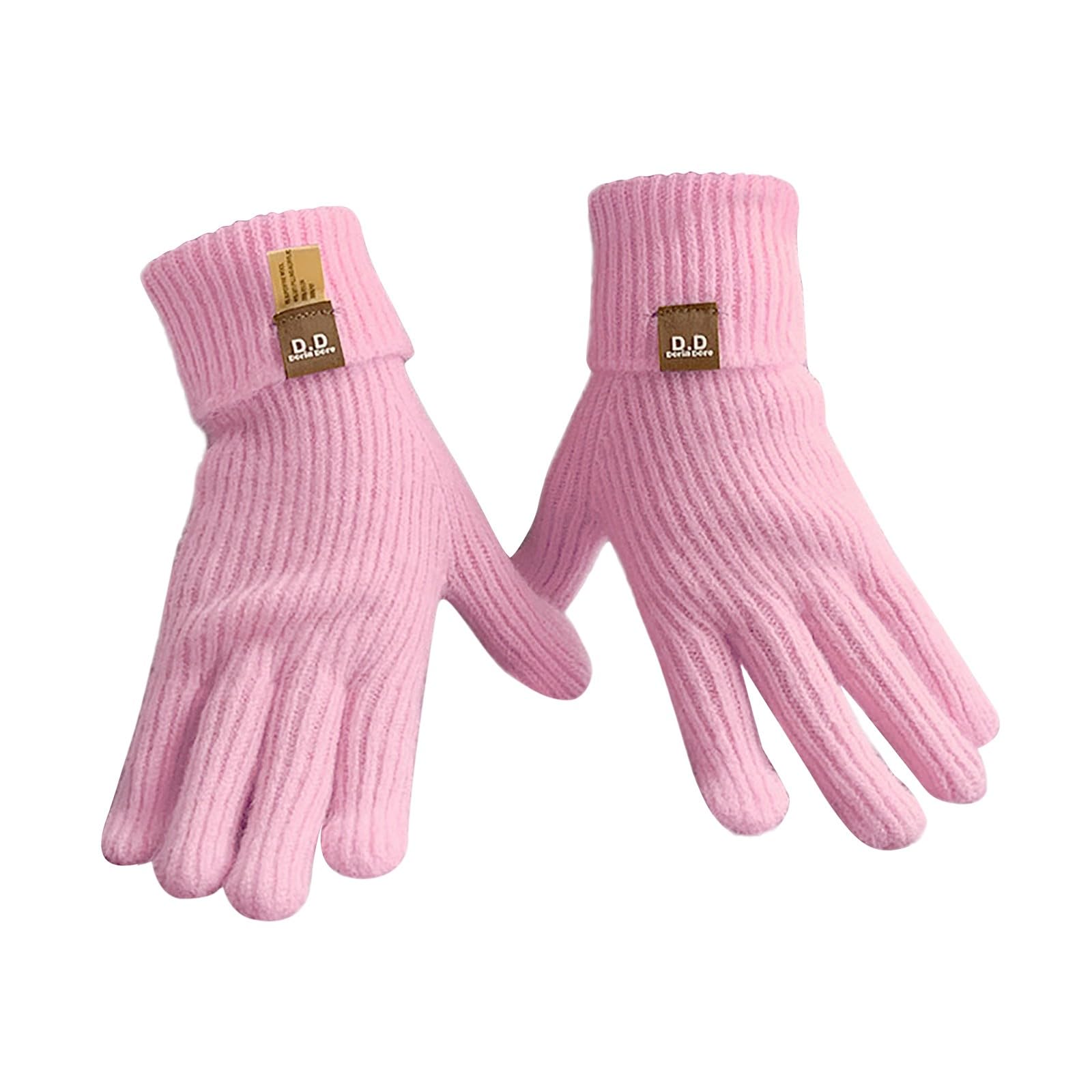 vejtmcc Winter-Strickhandschuhe für Männer und Frauen, Bildschirm-SMS-Handschuhe, warme Strickhandschuhe für den Außenbereich, weich, elastisch Handschuhe Schwarz Smartphone (Orange, One Size) von vejtmcc