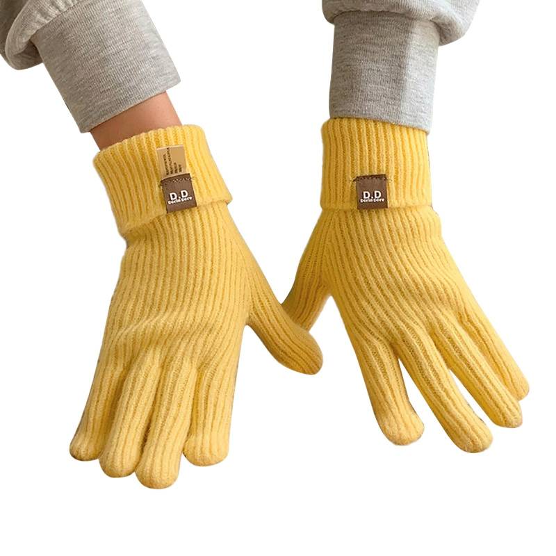 vejtmcc Winter-Strickhandschuhe für Männer und Frauen, Bildschirm-SMS-Handschuhe, warme Strickhandschuhe für den Außenbereich, weich, elastisch Handschuhe Schwarz Smartphone (Yellow, One Size) von vejtmcc