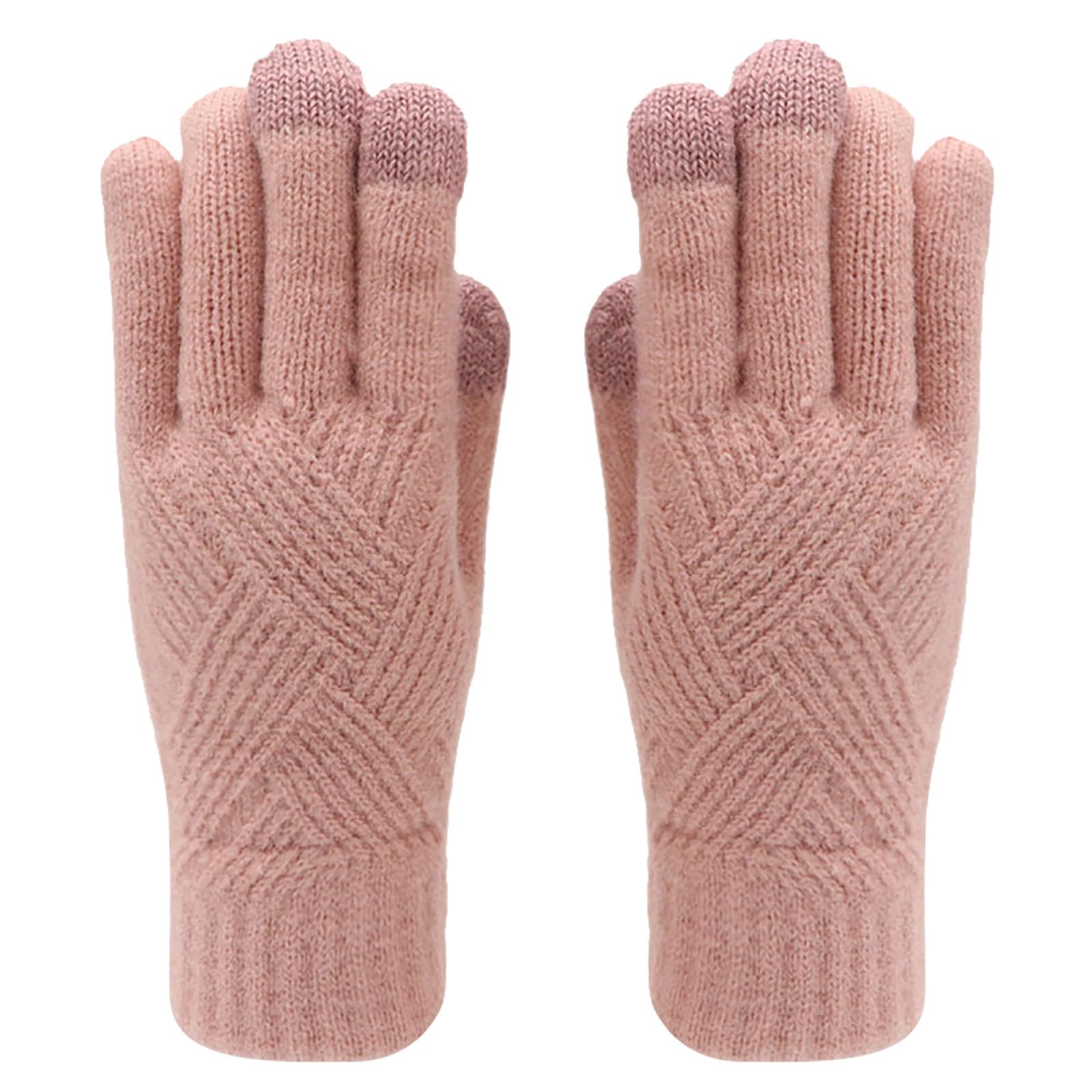 vejtmcc Winterhandschuhe für Damen, Handschuhe für kaltes Wetter, Winterhandschuhe für Damen, warme -Strickhandschuhe Dünne Handschuhe Schwarz (Pink, One Size) von vejtmcc