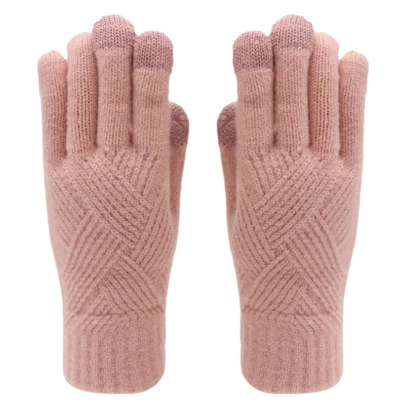 vejtmcc Winterhandschuhe für Damen, Handschuhe für kaltes Wetter, Winterhandschuhe für Damen, warme -Strickhandschuhe Dünne Handschuhe Schwarz (Pink, One Size) von vejtmcc