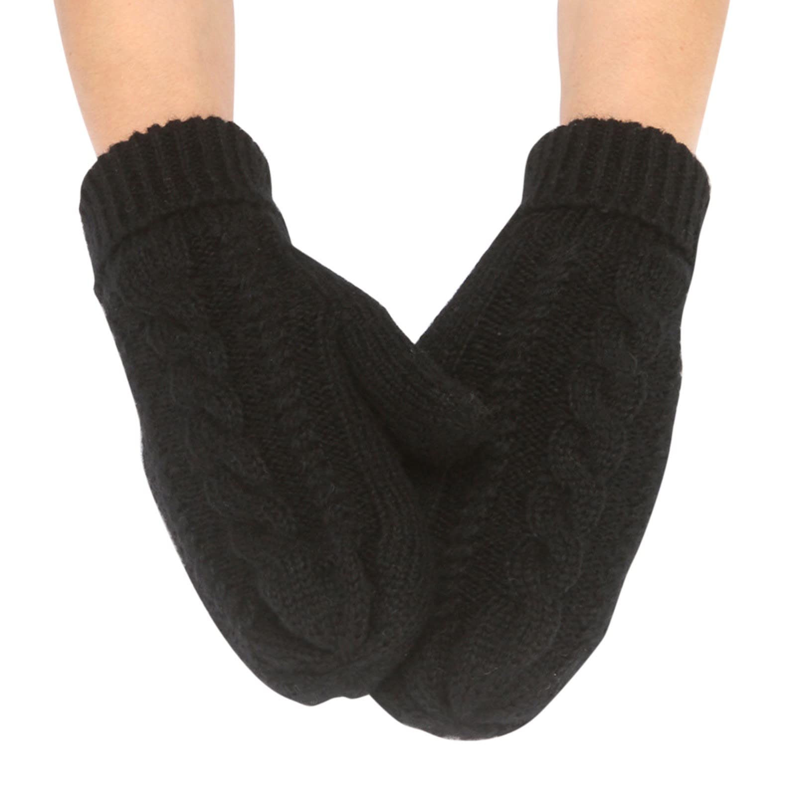 vejtmcc einfarbig gestrickt winddicht warm verdickte Handschuhe Ohrringe Halloween (Black, One Size) von vejtmcc