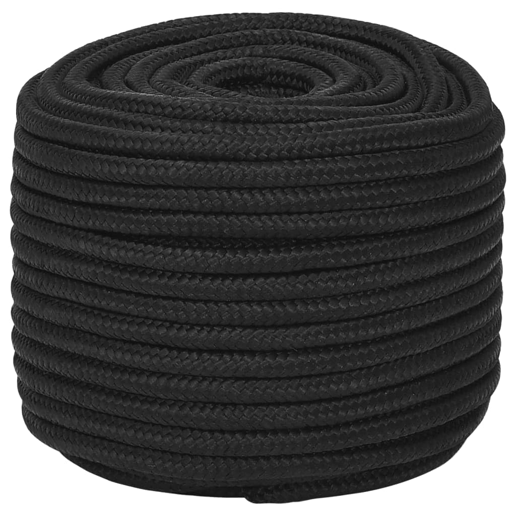 vidaXL Bootsseil Ankerleine Festmacher Tauwerk PP Leine Seil Tau Polypropylenseil Geflochten Flechtleine Schwarz 14mm 25m Polypropylen von vidaXL