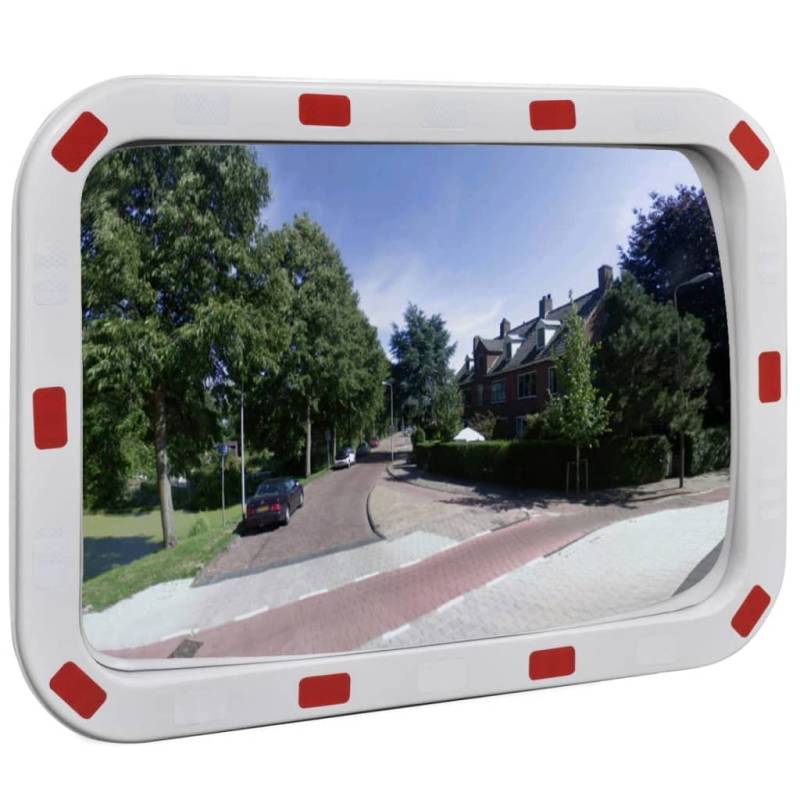 vidaXL Verkehrsspiegel Überwachungsspiegel Sicherheitsspiegel Panoramaspiegel Konvex Viereckig 40×60 cm mit Reflektoren von vidaXL