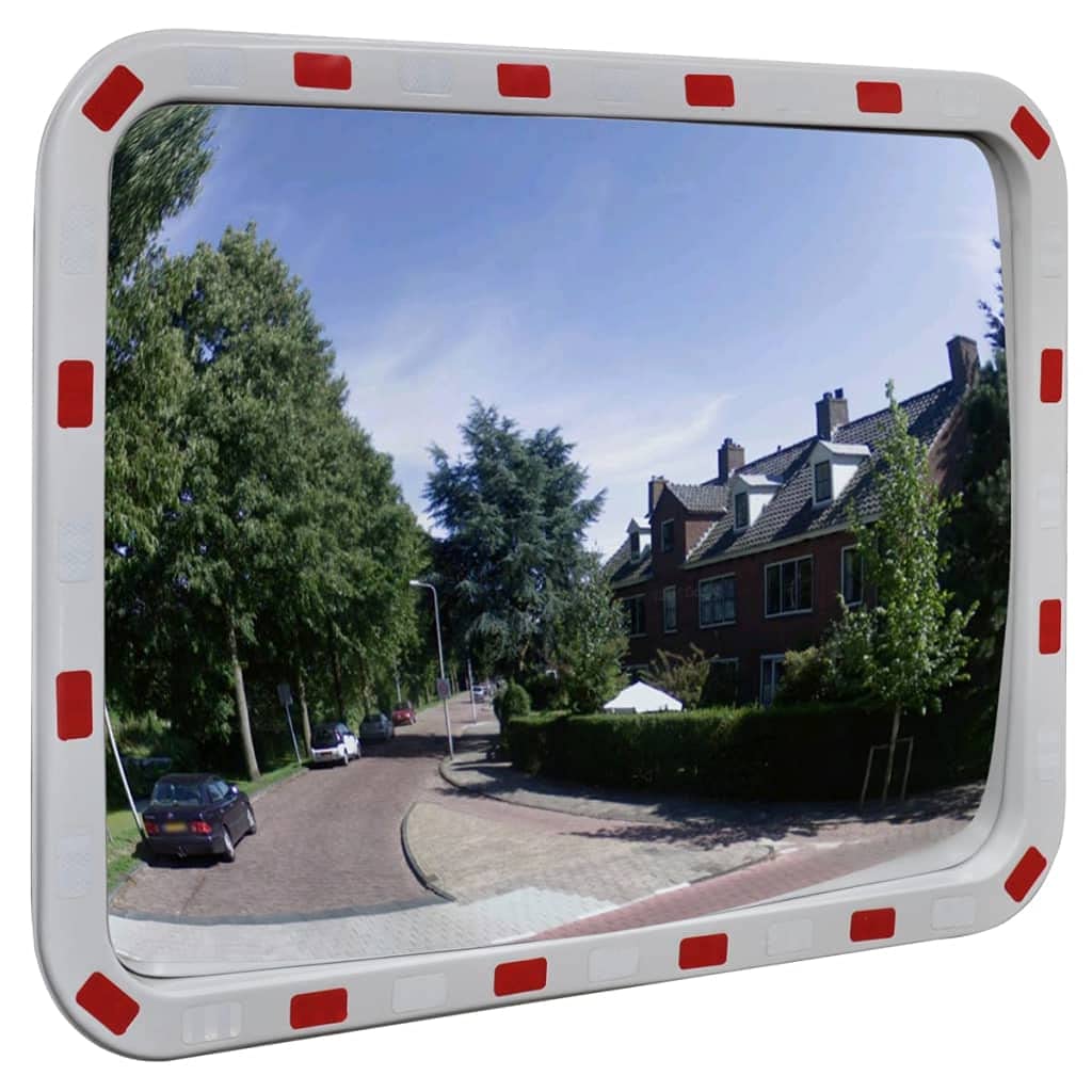 vidaXL Verkehrsspiegel Überwachungsspiegel Sicherheitsspiegel Panoramaspiegel Konvex Viereckig 60×80 cm mit Reflektoren von vidaXL