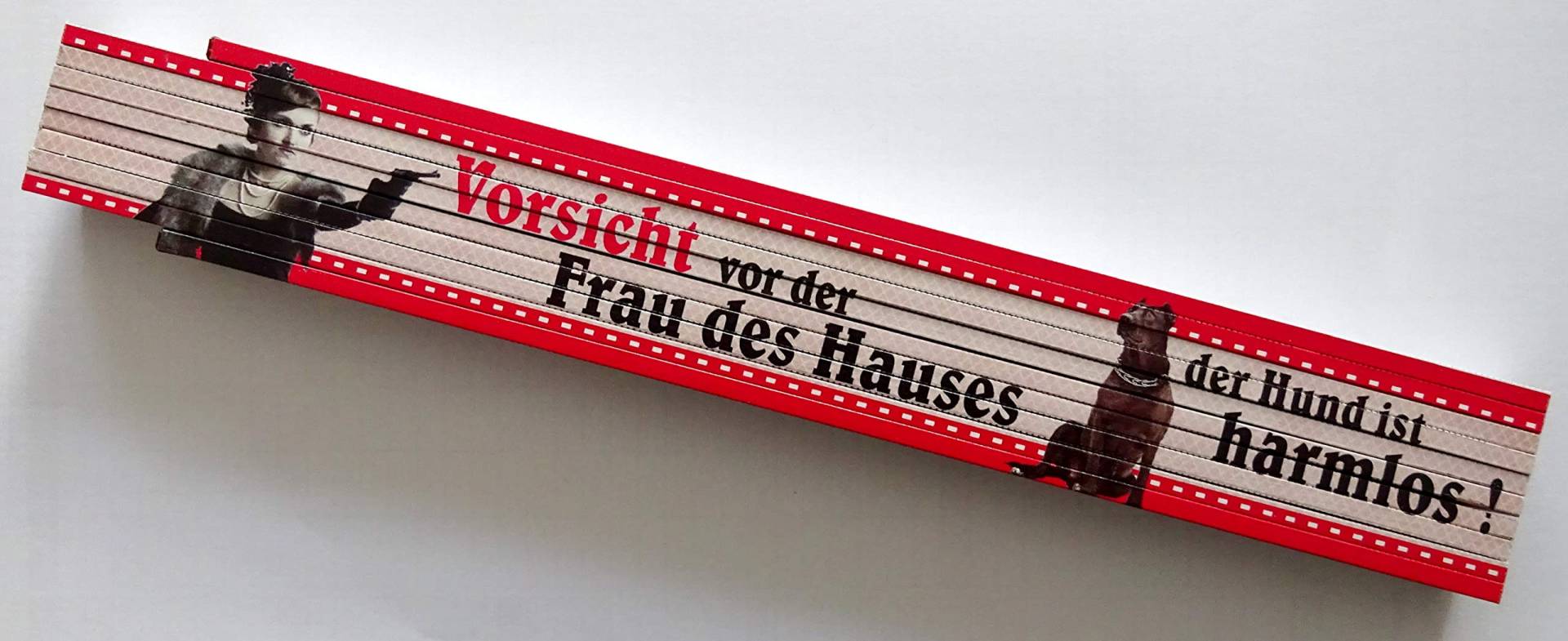 Zollstock Gliederstab Meterstab 2m Vorsicht vor der Frau des Hauses Hund ist harmlos von vielesguenstig-2013