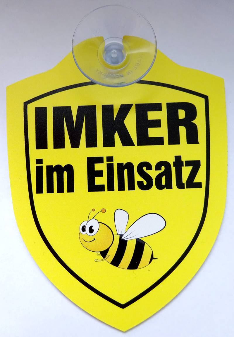 vielesguenstig-2013 Schild mit Saugnapf Imker im Einsatz Honig Bienen Hobby Auto Windschutzscheibe von vielesguenstig-2013