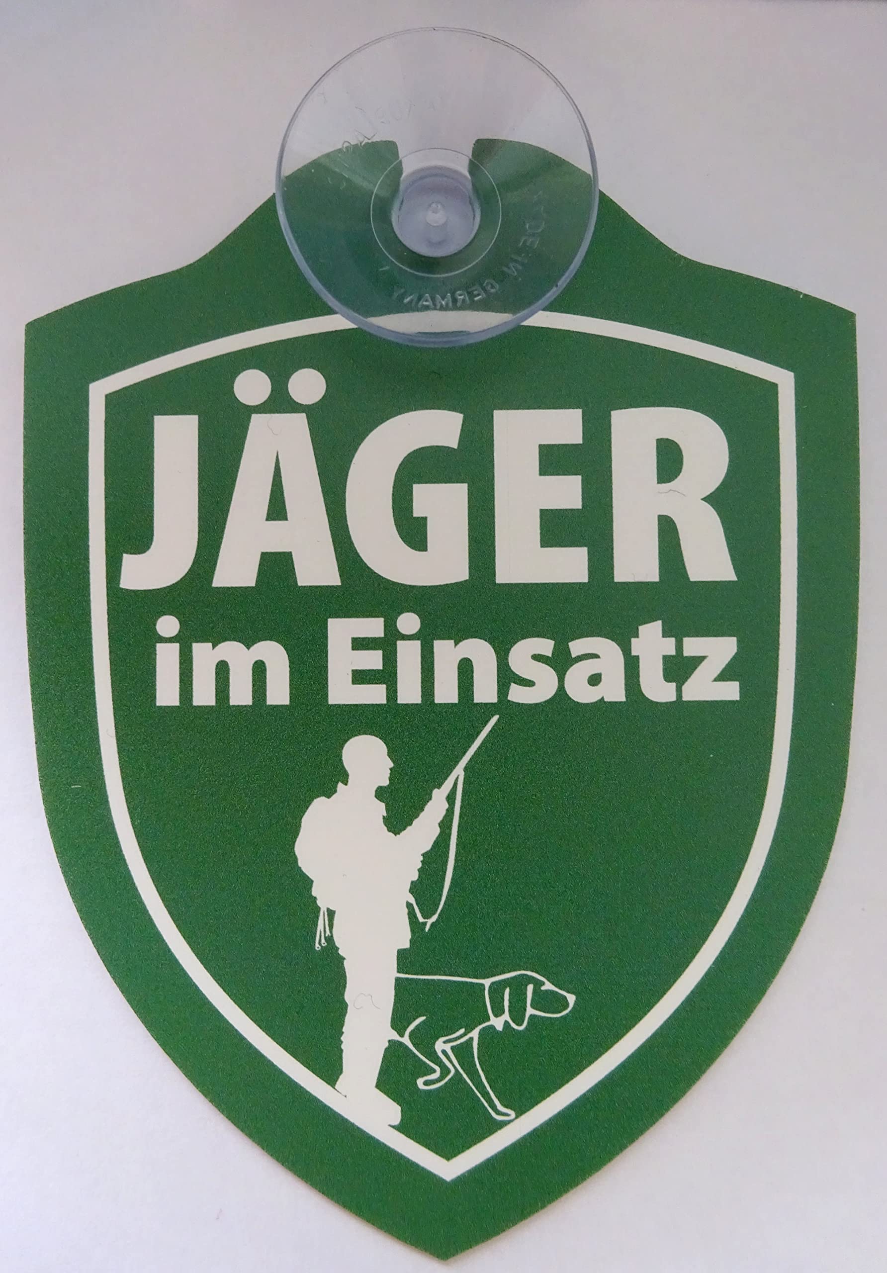 vielesguenstig-2013 Schild mit Saugnapf Jäger im Einsatz Jagd Revier Wald Wild Auto Windschutzscheibe von vielesguenstig-2013